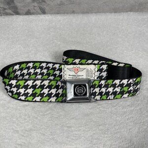 BuckleDown Cadillac Buckle Seatbelt Belt 44" Houndstooth Lime Green Adjustable
